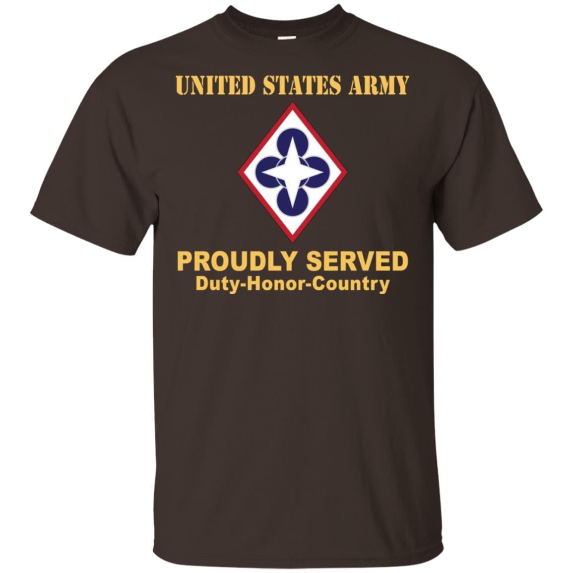 US ARMY CSIB COMBINED ARMS SUPPORT COMMAND- Proudly Served T-Shirt On Front For Men-TShirt-Army-Veterans Nation
