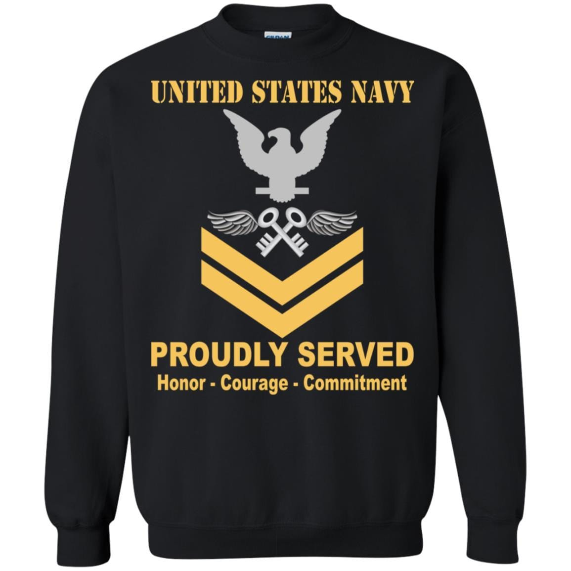 Navy Aviation Storekeeper Navy AK E-5 Rating Badges Proudly Served T-Shirt For Men On Front-TShirt-Navy-Veterans Nation