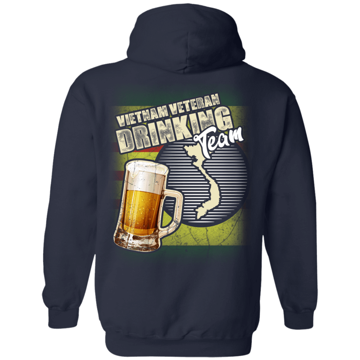 Military T-Shirt "Vietnam Veteran Drinking Bear Team Back"-TShirt-General-Veterans Nation