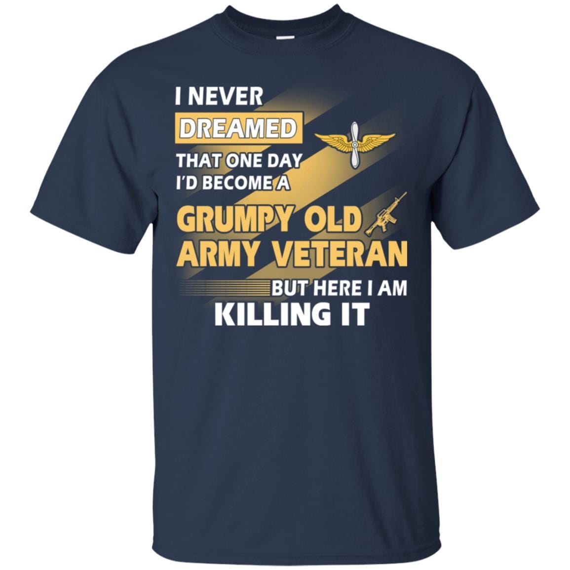 US Army T-Shirt "Aviation Grumpy Old Veteran" On Front-TShirt-Army-Veterans Nation