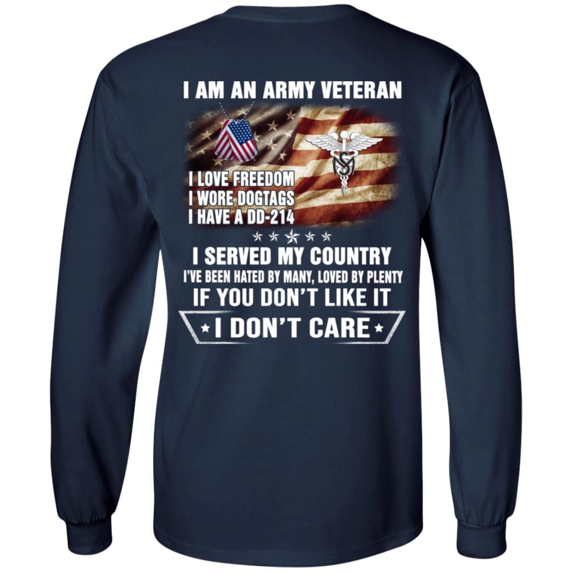 T-Shirt "I Am An Army Medical Service Corps Veteran" On Back-TShirt-Army-Veterans Nation