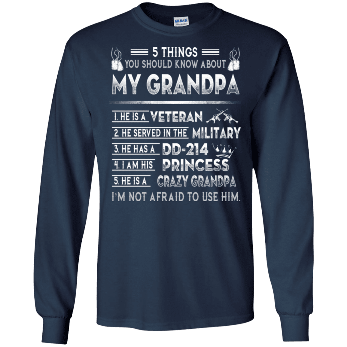 Military T-Shirt "5 Thing You Know My Grandpa Veteran DD 214"-TShirt-General-Veterans Nation