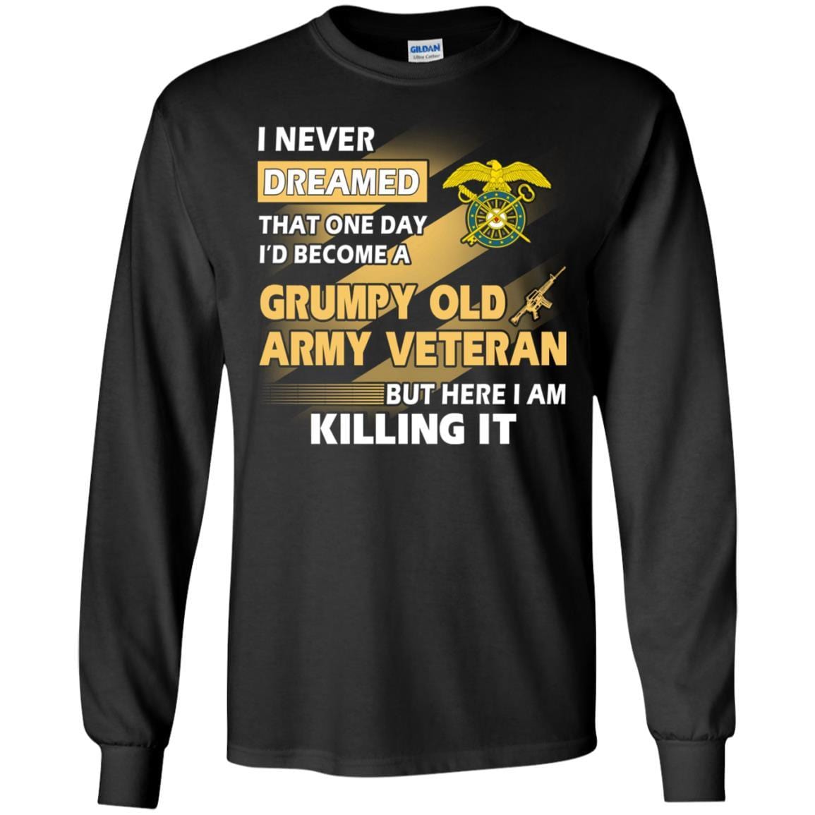 US Army T-Shirt "Quartermaster Corps Grumpy Old Veteran" On Front-TShirt-Army-Veterans Nation