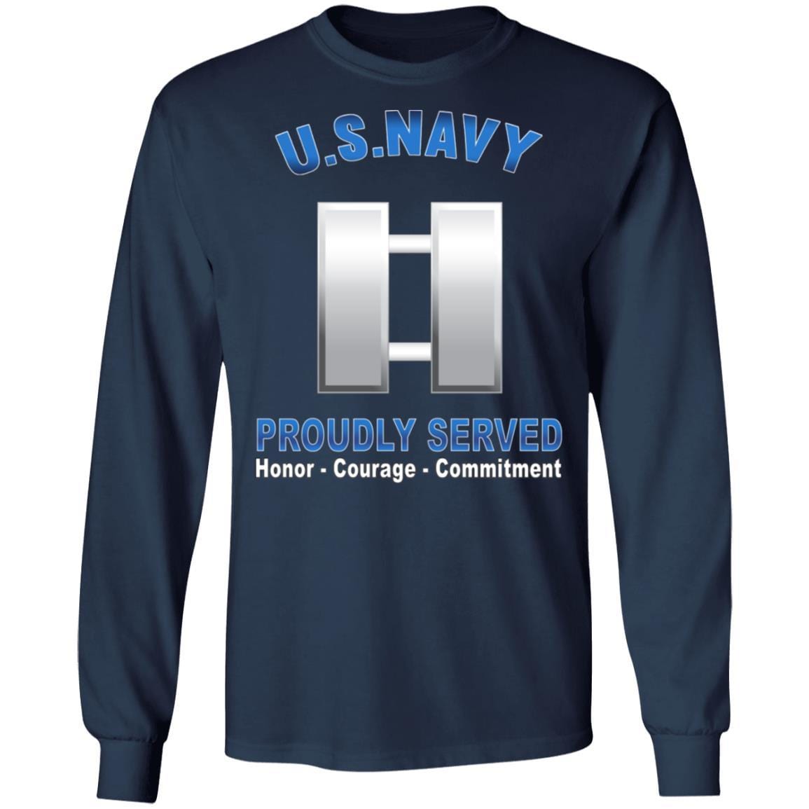 US Navy O-3 Lieutenant O3 LT Junior Officer Proudly Served T-Shirt On Front-Apparel-Veterans Nation