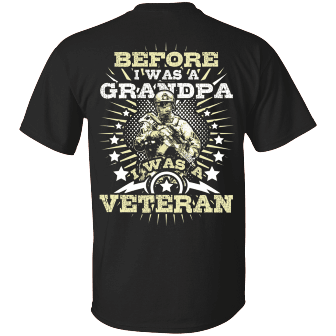 Military T-Shirt "Before I was a Grandpa I was a Veteran" - Men Back-TShirt-General-Veterans Nation
