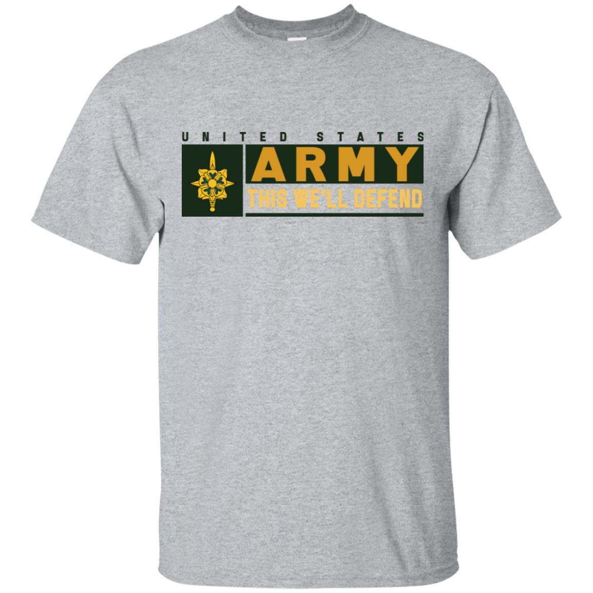 US Army Military Intelligence Branch- This We'll Defend T-Shirt On Front For Men-TShirt-Army-Veterans Nation