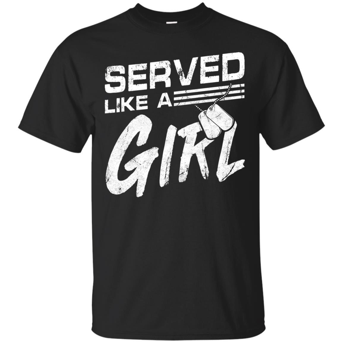 Military T-Shirt "Female Veterans Served Like A Girl Women On" Front-TShirt-General-Veterans Nation