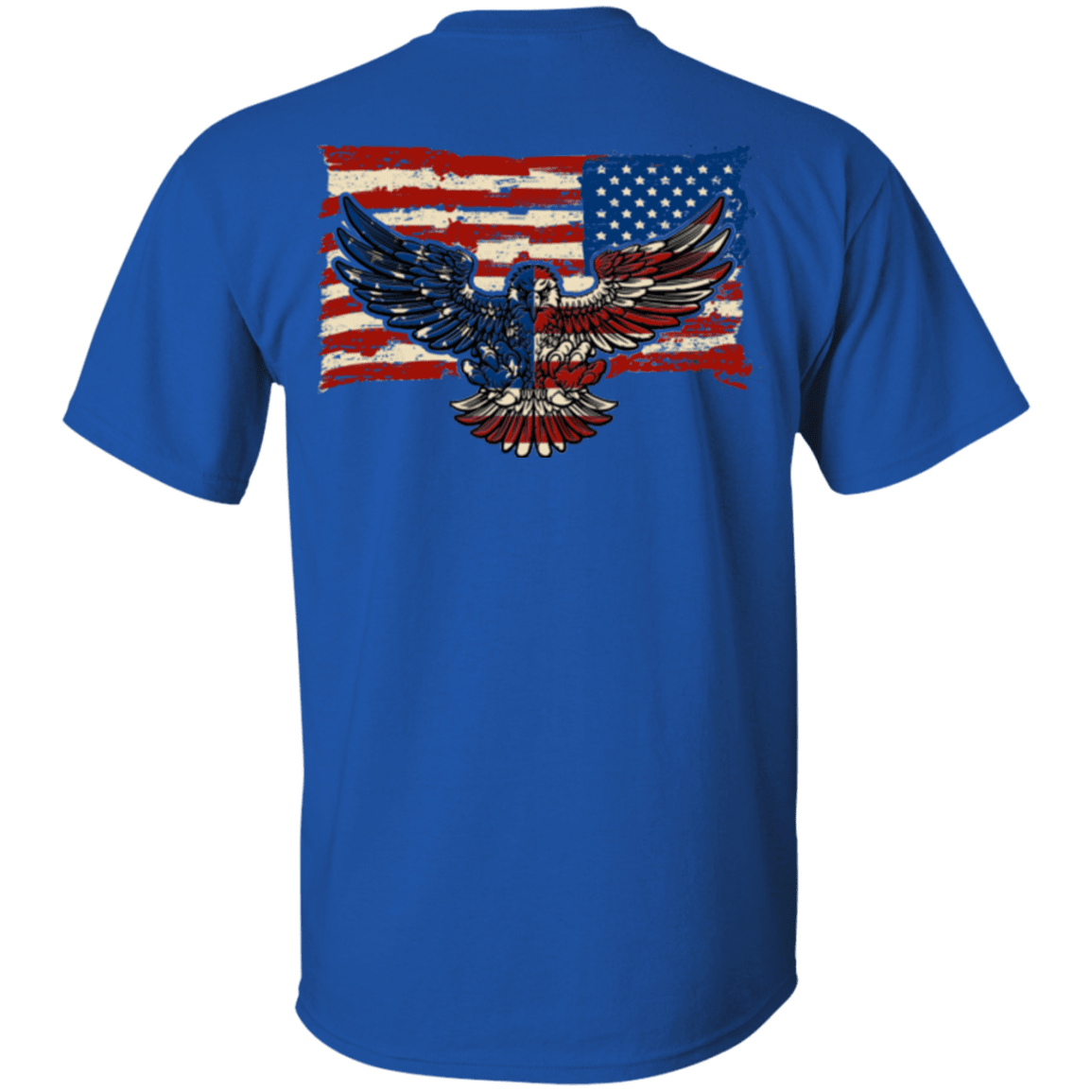 Military T-Shirt "Independence 4 of July Veteran Eagle Flag" Men Back-TShirt-General-Veterans Nation