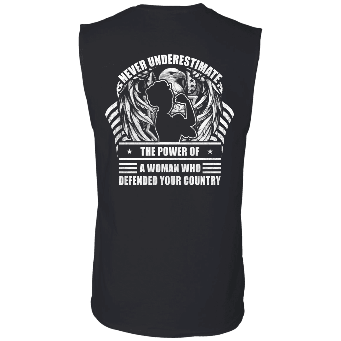 Military T-Shirt "Never Underestimate A Woman Who Defended Your Country Women Back"-TShirt-General-Veterans Nation