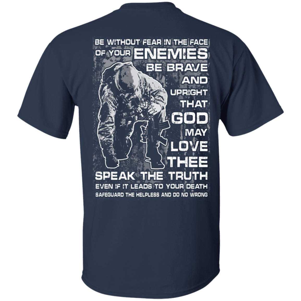 Military T-Shirt "Be without Fear in The Face" Men Back-TShirt-General-Veterans Nation