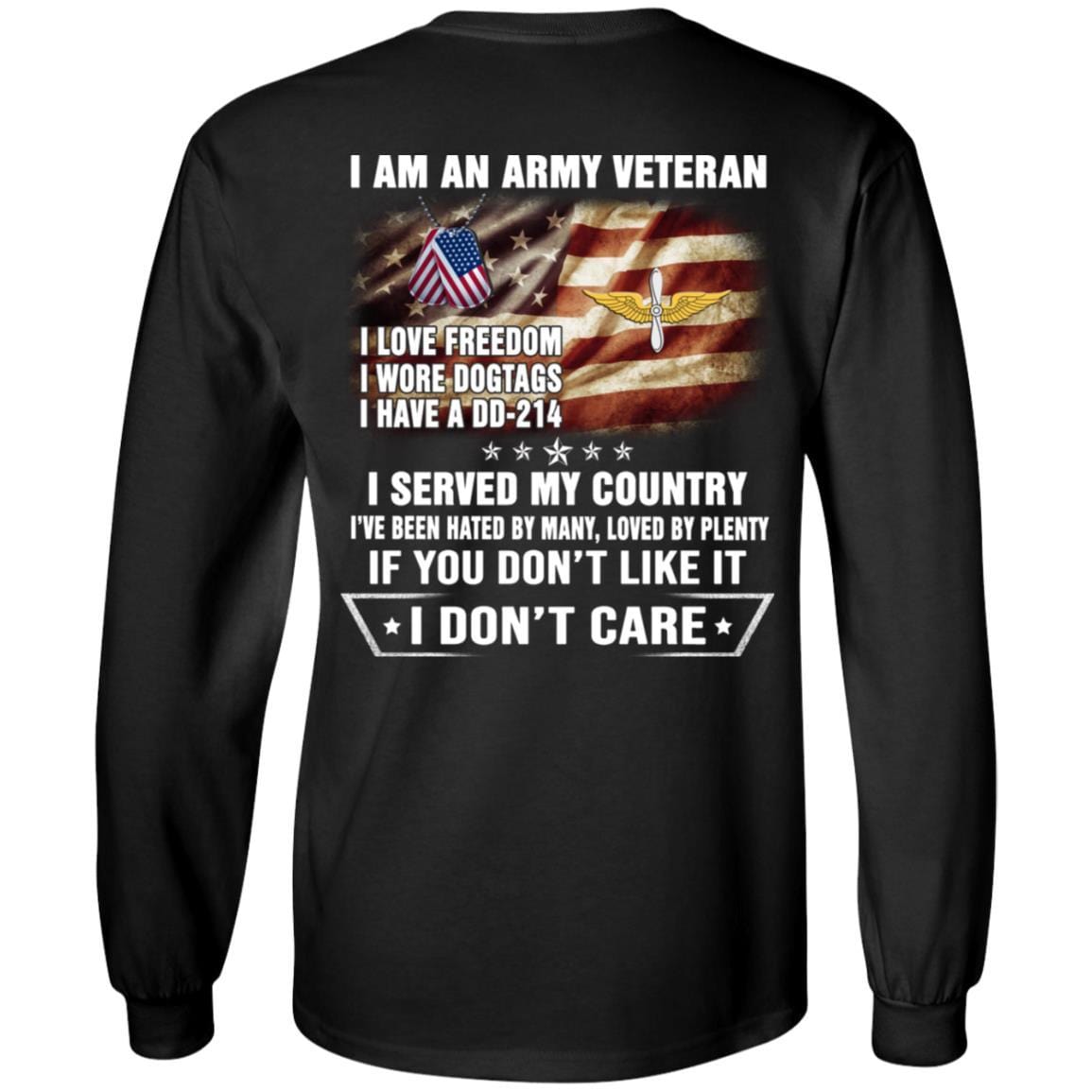 T-Shirt "I Am An Army Aviation Veteran" On Back-TShirt-Army-Veterans Nation