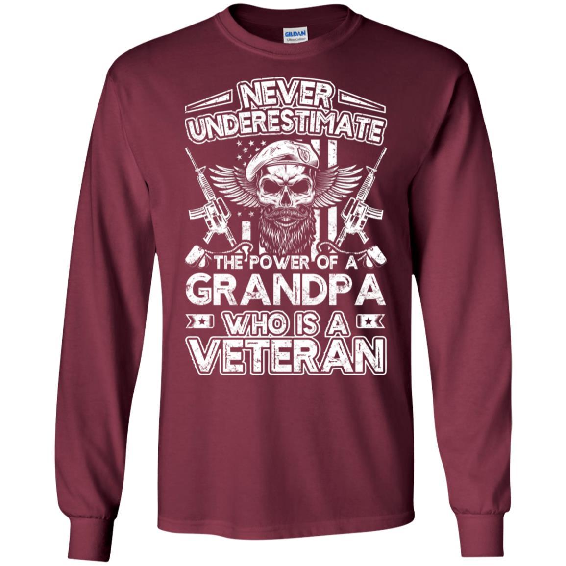 Military T-Shirt "Never Underestimate The Power Of A Grandpa Who Is A Veteran On" Front-TShirt-General-Veterans Nation