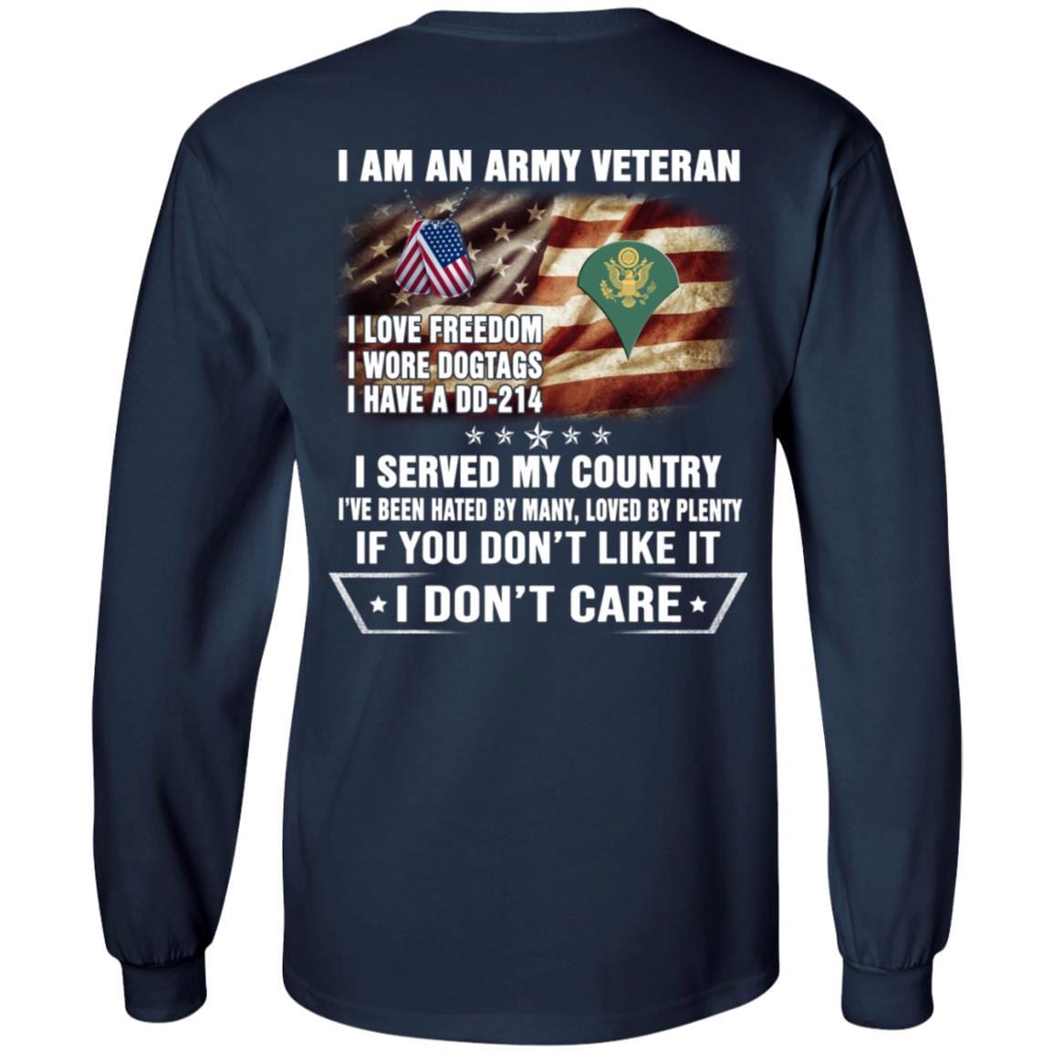 T-Shirt "I Am An Army Veteran" E-4 SPC(SP4)Rank On Back-TShirt-Army-Veterans Nation