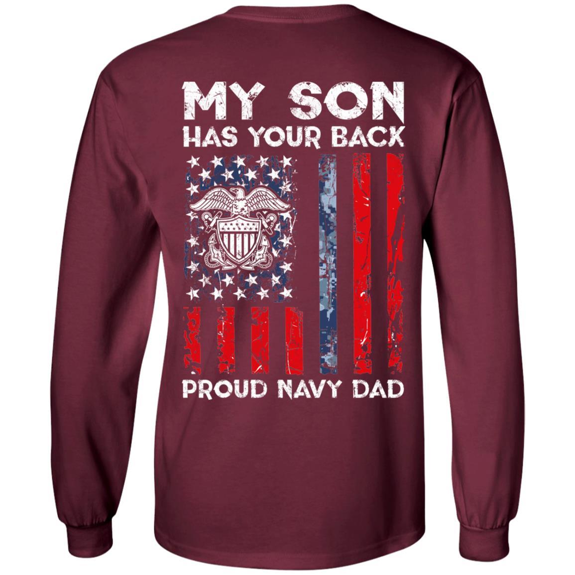 My Son Has Your Back - Proud US Navy Dad Men T Shirt On Back-TShirt-Navy-Veterans Nation