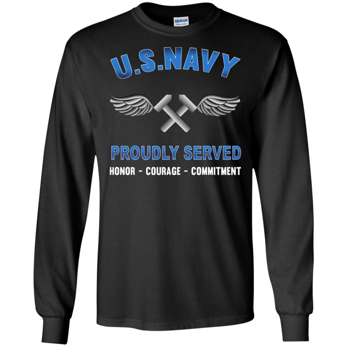 Navy Aviation Structural Mechanic Navy AM - Proudly Served T-Shirt For Men On Front-TShirt-Navy-Veterans Nation