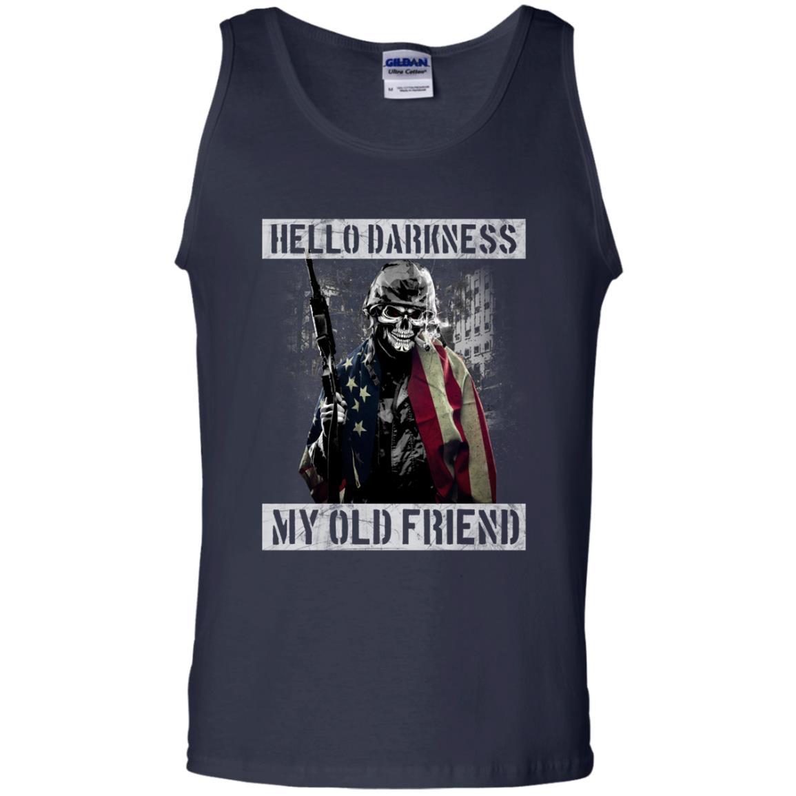 Military T-Shirt "Hello Darkness - My Old Friend Men On" Front-TShirt-General-Veterans Nation