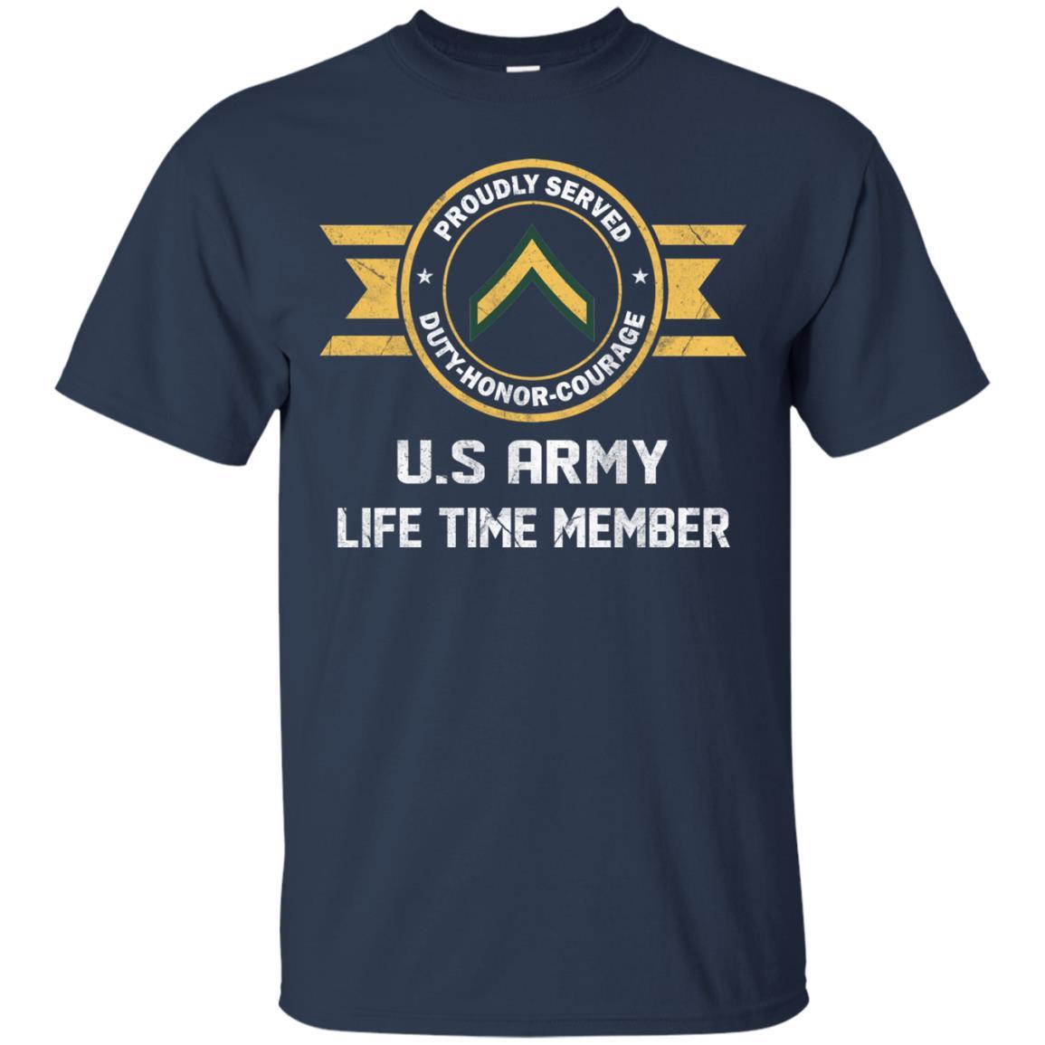 Life Time Member - Army E-2 PV2 E2 Private Second Class Ranks Men T Shirt On Front-TShirt-Army-Veterans Nation