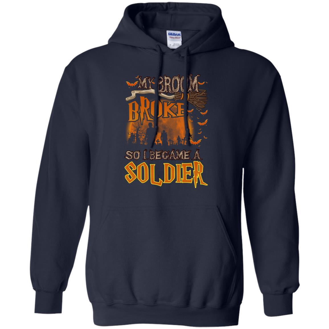 Military T-Shirt "My Broom Broke So I Became A Soldier Men On" Front-TShirt-General-Veterans Nation