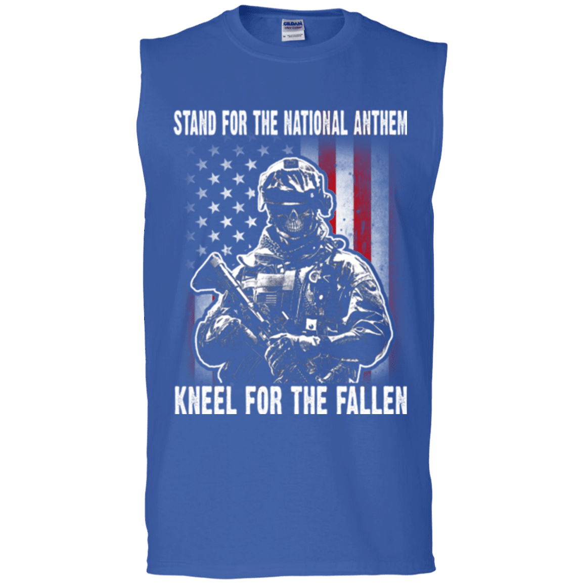 Military T-Shirt "Stand For The National Anthem Kneel For The Fallen"-TShirt-General-Veterans Nation