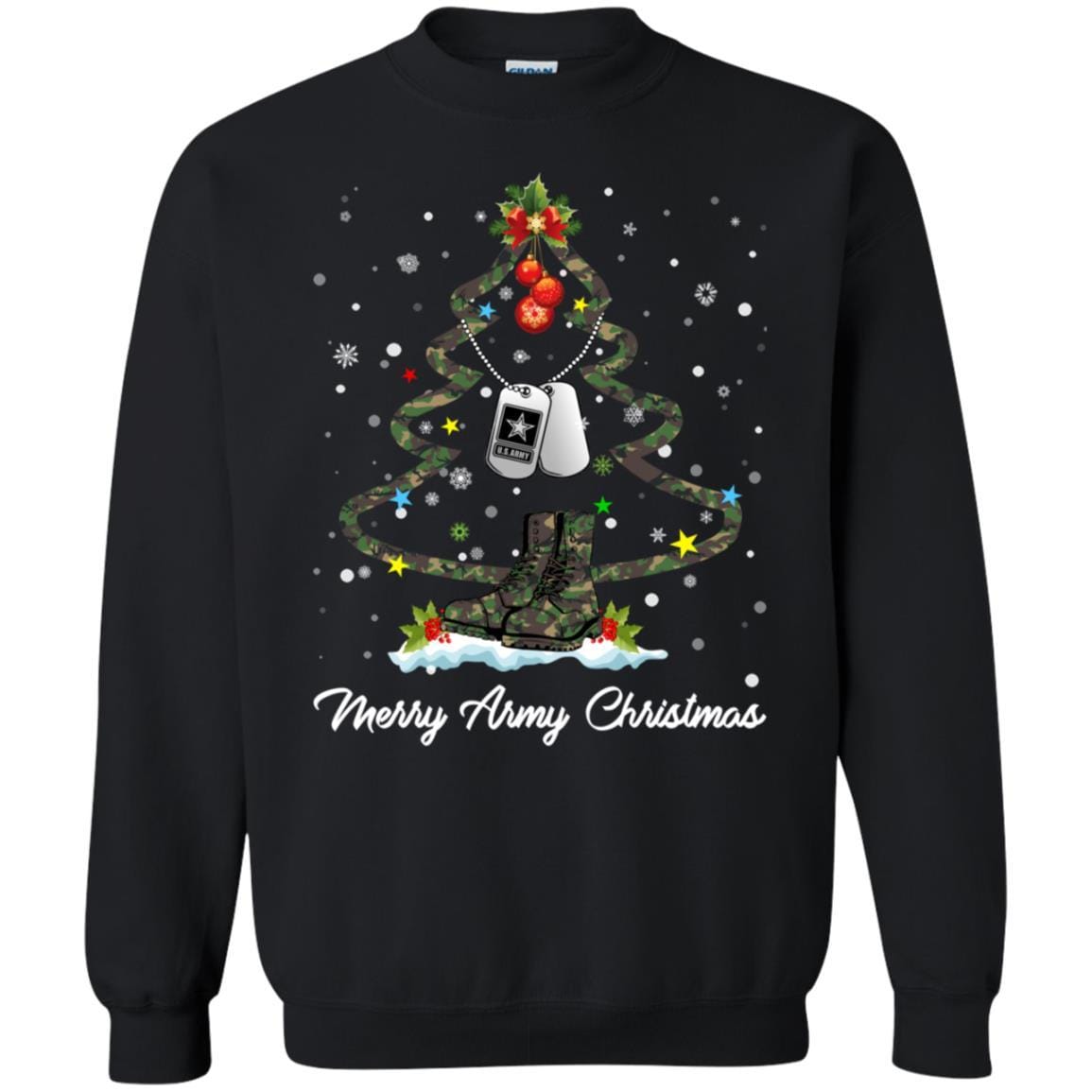 Merry Army Christmas T-Shirt For Men On Front-TShirt-Army-Veterans Nation