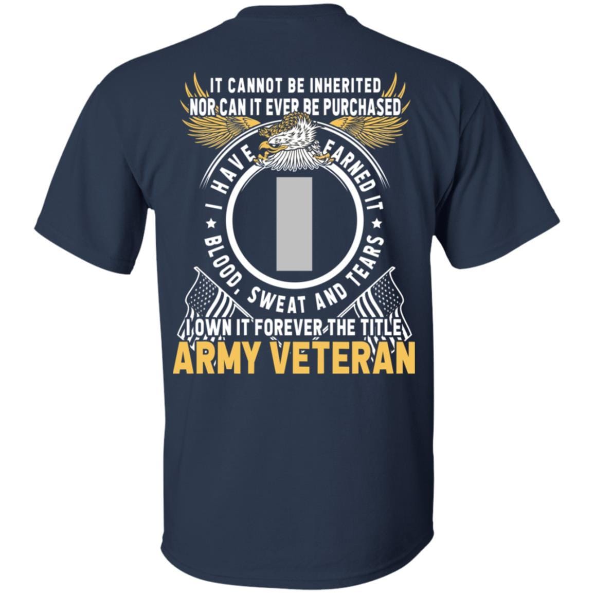 US Army O-2 First Lieutenant O2 1LT Commissioned Officer Ranks T-Shirt For Men On Back-TShirt-Army-Veterans Nation