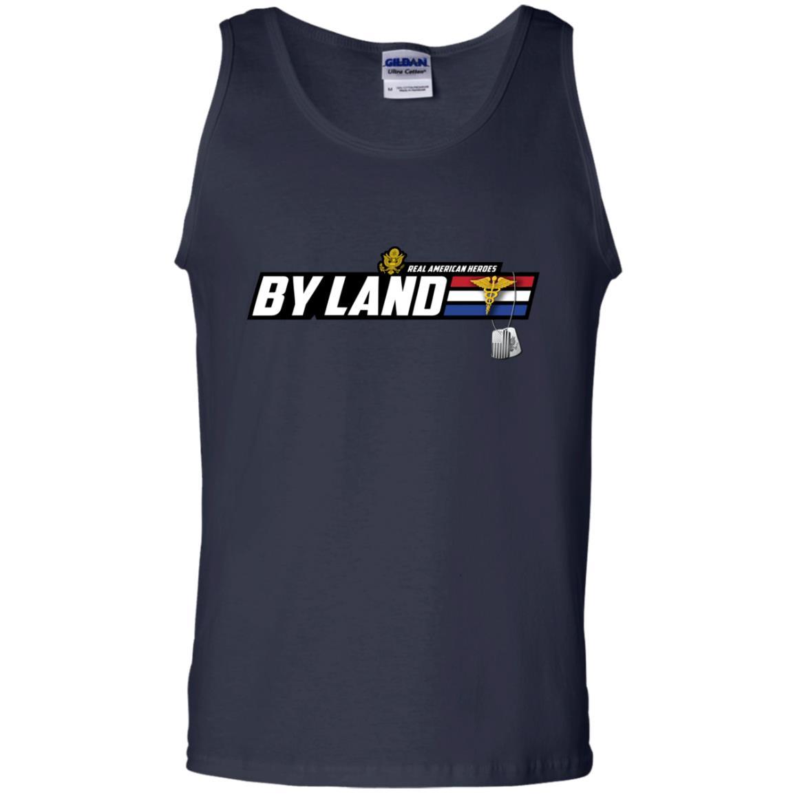 US Army T-Shirt "Medical Corps Real American Heroes By Land" On Front-TShirt-Army-Veterans Nation