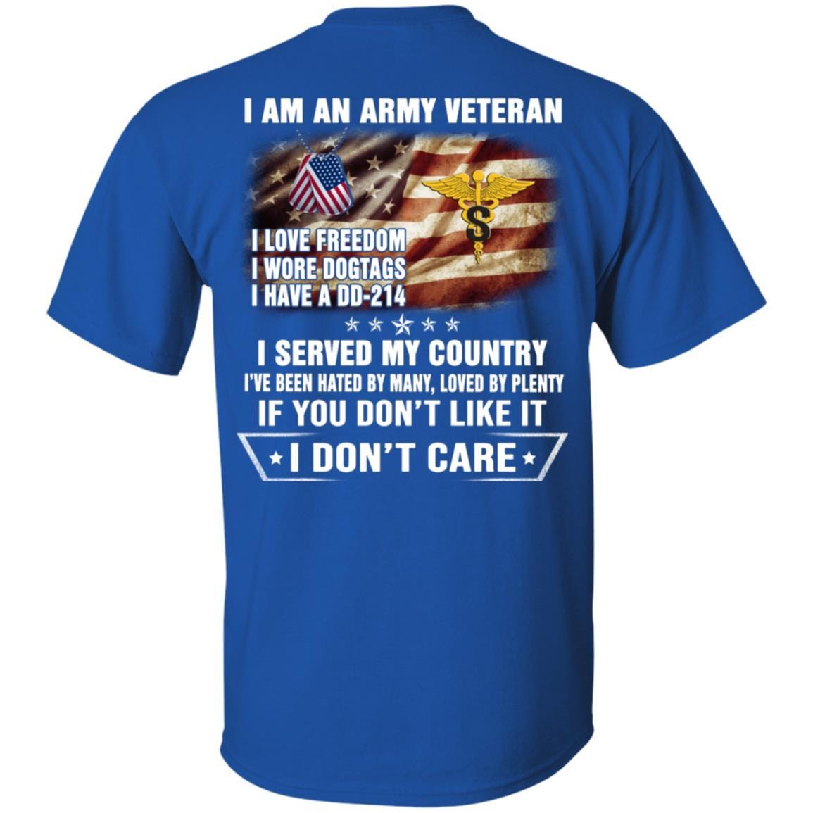 T-Shirt "I Am An Army Medical Specialist Corps Veteran" On Back-TShirt-Army-Veterans Nation