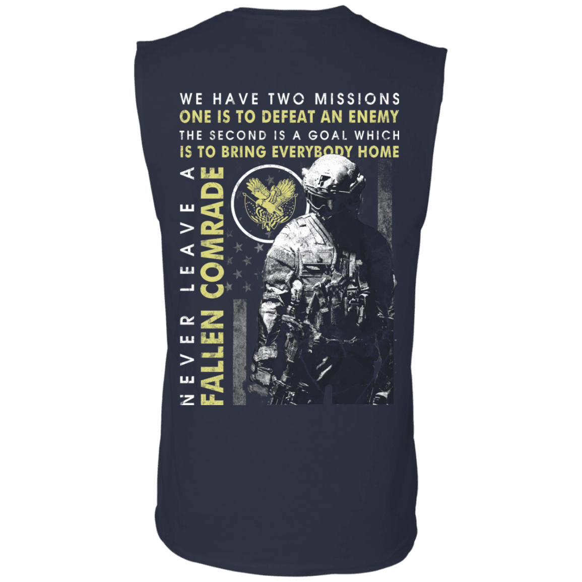 Military T-Shirt "Never Leave A Fallen Comrade Veteran" Men Back-TShirt-General-Veterans Nation
