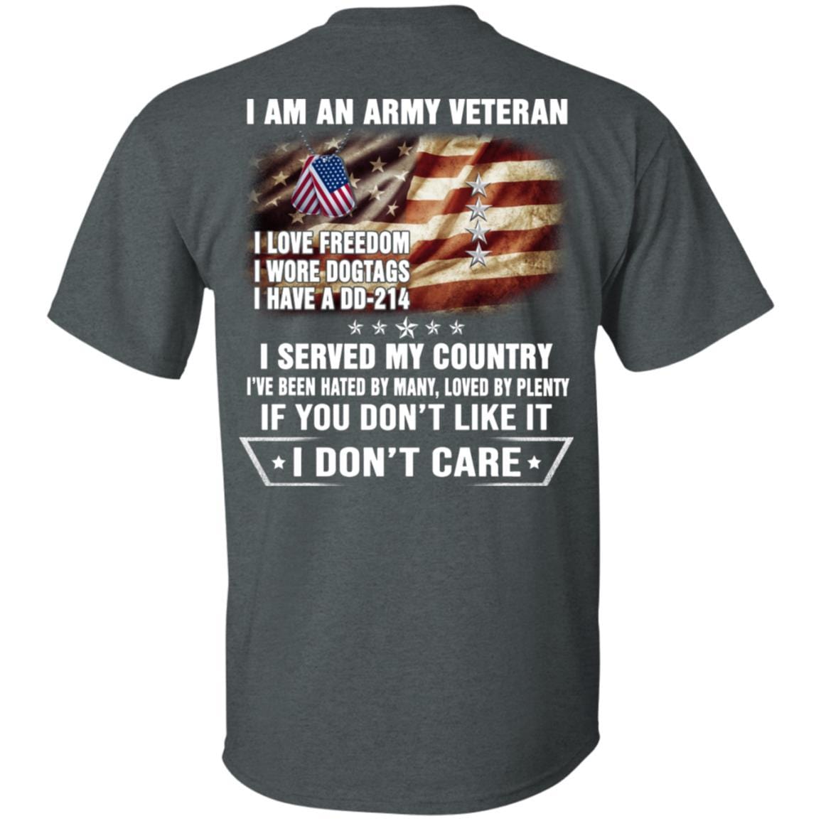 T-Shirt "I Am An Army Veteran" O-10 General(GEN)Rank On Back-TShirt-Army-Veterans Nation