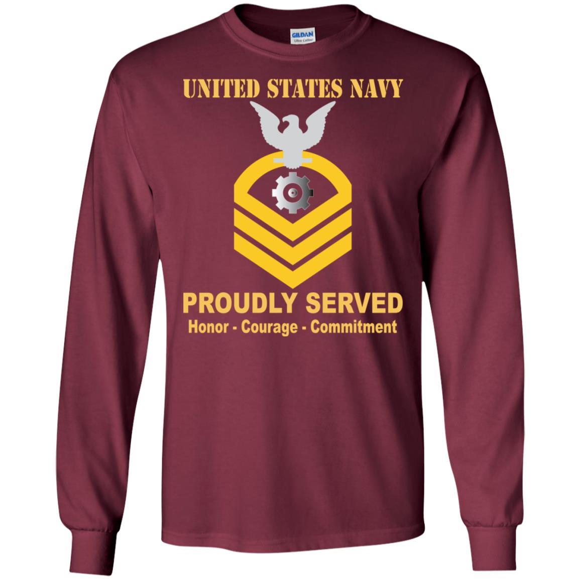 U.S Navy Engineman Navy EN E-7 Rating Badges Proudly Served T-Shirt For Men On Front-TShirt-Navy-Veterans Nation
