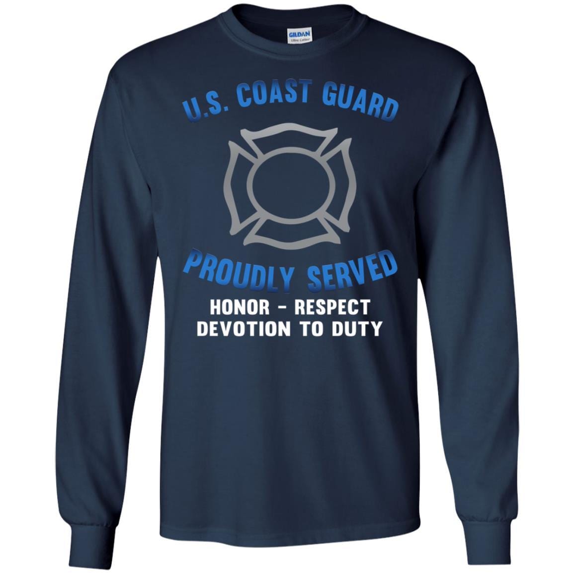 US Coast Guard Fire and Safety Specialist FF Logo Proudly Served T-Shirt For Men On Front-TShirt-USCG-Veterans Nation