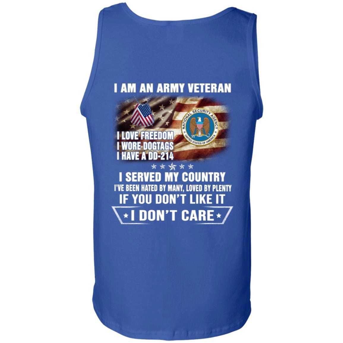 T-Shirt "I Am An National Security Agency Veteran" On Back-TShirt-Army-Veterans Nation