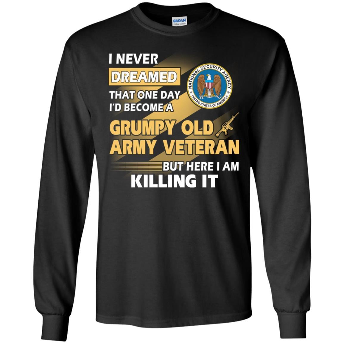 Military T-Shirt "U.S National Security Agency Grumpy Old Veteran On" Front-TShirt-General-Veterans Nation