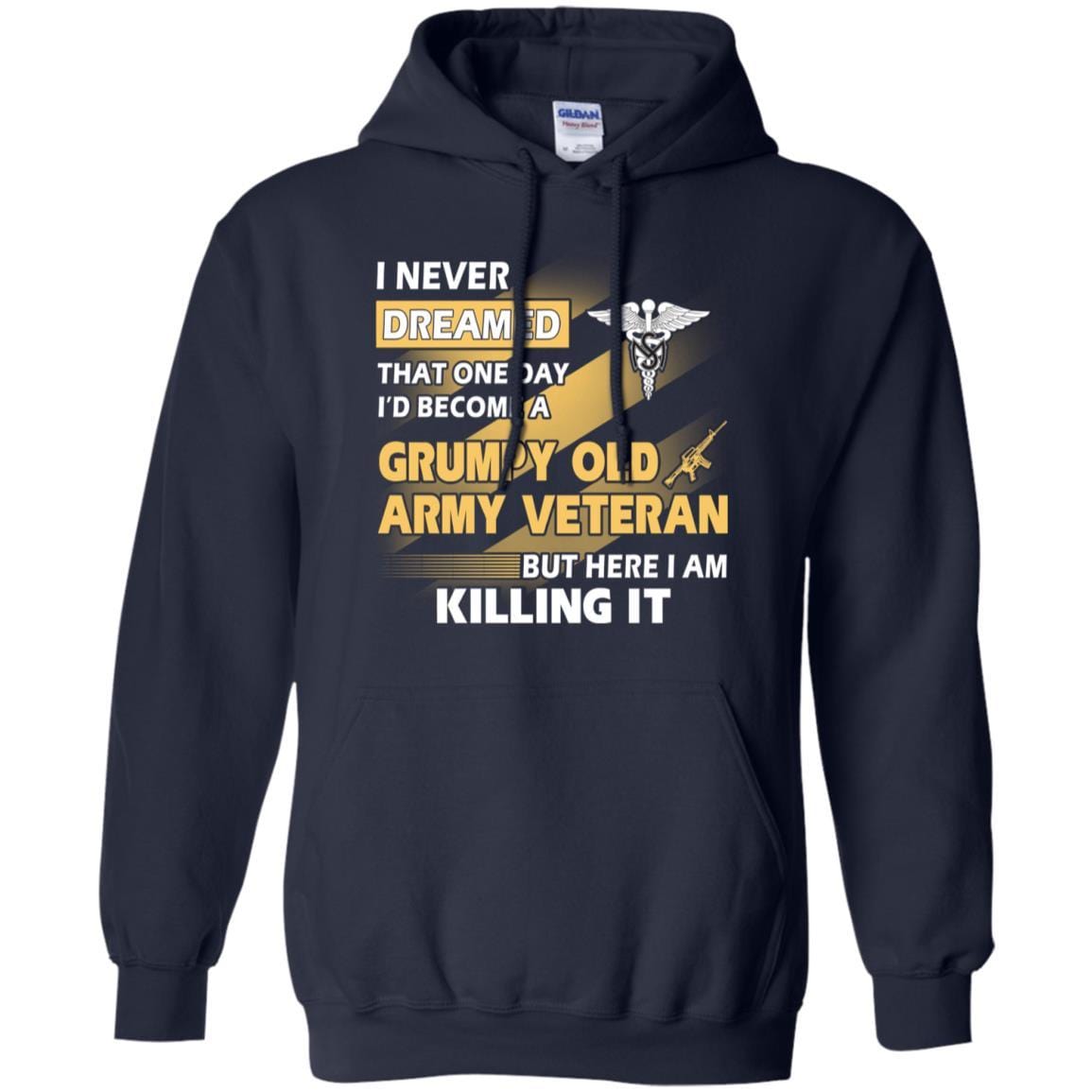 US Army T-Shirt "Medical Service Corps Grumpy Old Veteran" On Front-TShirt-Army-Veterans Nation
