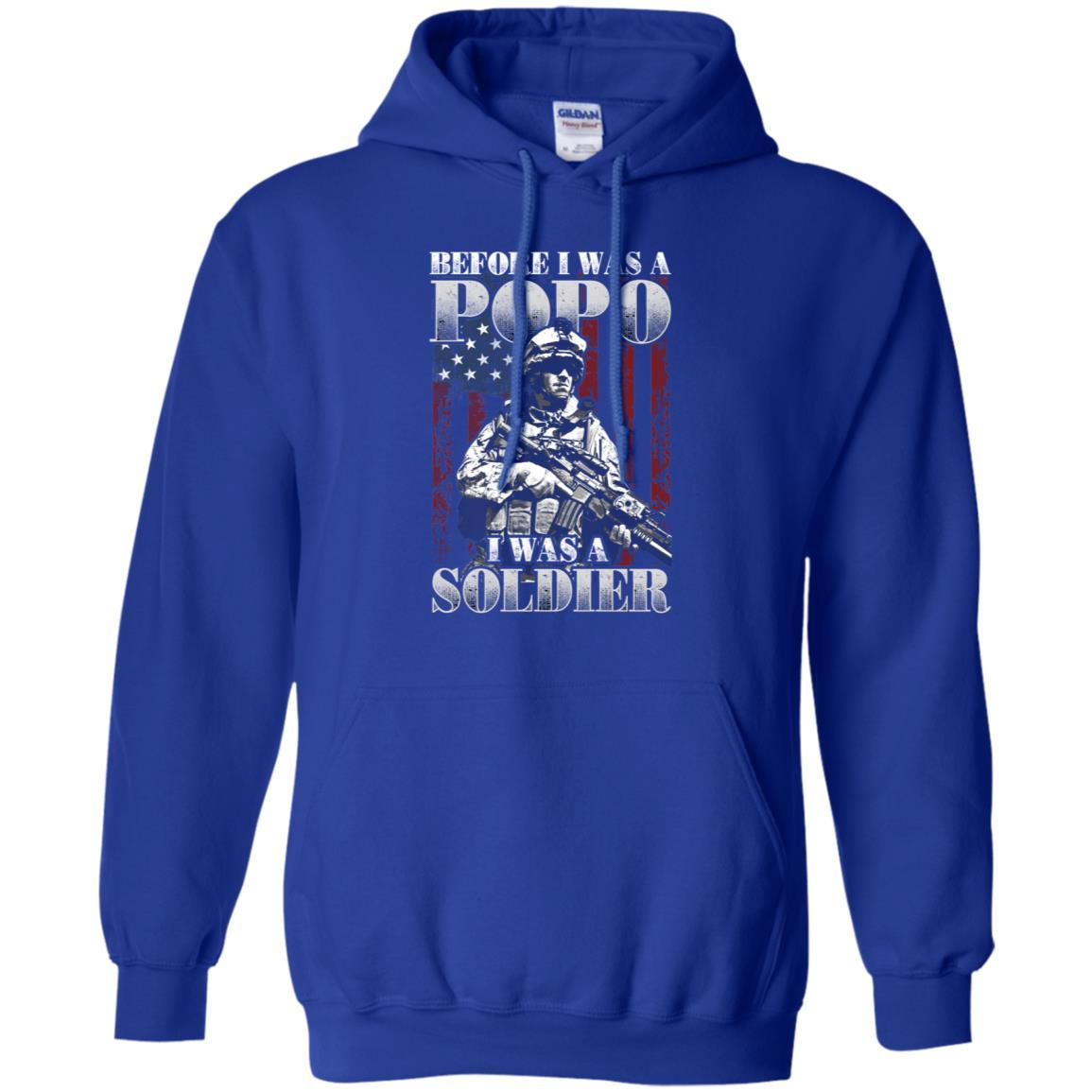 Military T-Shirt "BEFORE I WAS A POPO I WAS A SOLDIER On" Front-TShirt-General-Veterans Nation