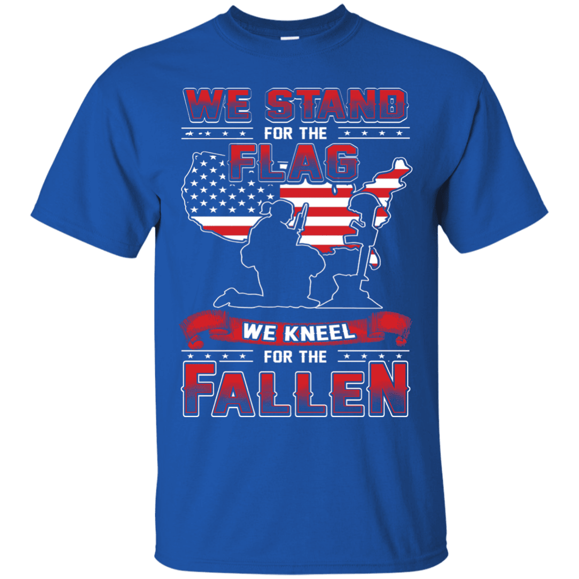 Military T-Shirt "We Stand For The Flag Knell For The Fallen Female Veteran" Front-TShirt-General-Veterans Nation