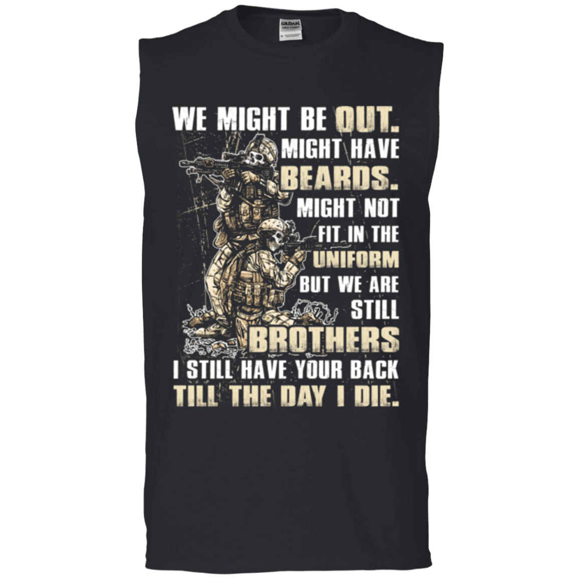 Military T-Shirt "Brothers Till The Day I Die Veteran" Front-TShirt-General-Veterans Nation