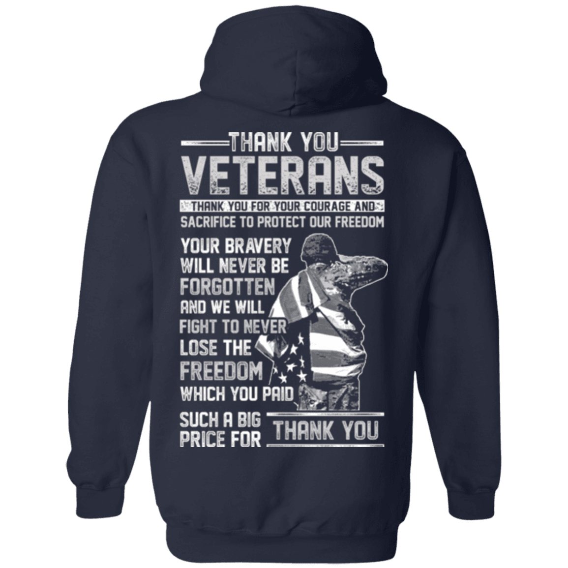 Military T-Shirt "Thank You Veterans" - Men Back-TShirt-General-Veterans Nation