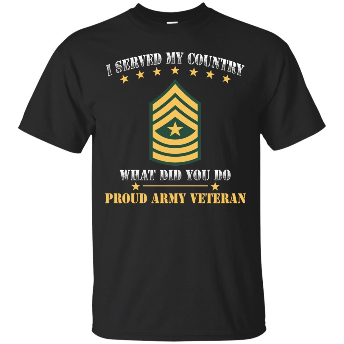 US Army E-9 Sergeant Major E9 SGM Noncommissioned Officer Ranks Men Front T Shirt - Proud US Army Veteran-TShirt-Army-Veterans Nation