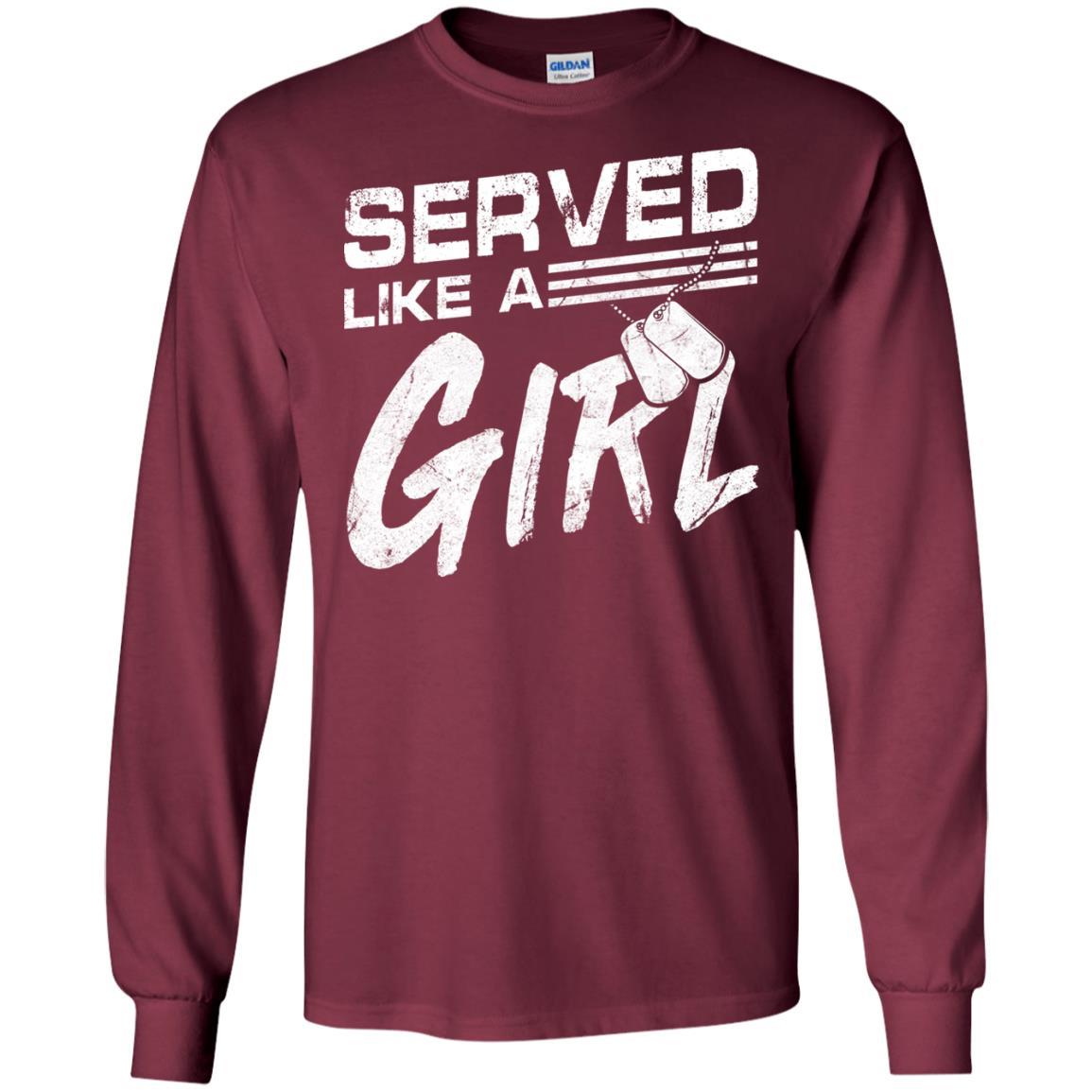 Military T-Shirt "Female Veterans Served Like A Girl Women On" Front-TShirt-General-Veterans Nation