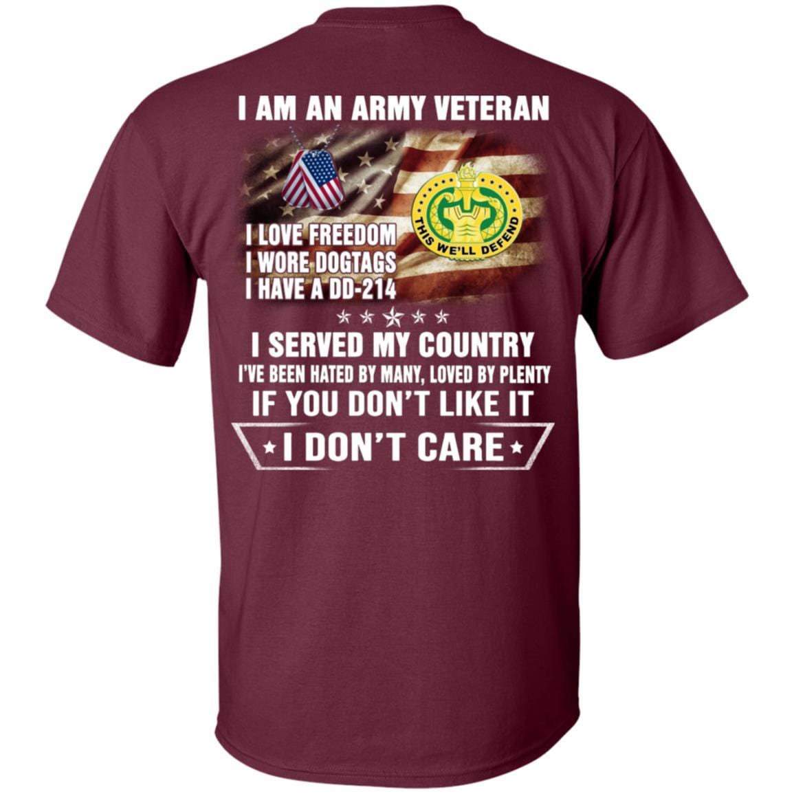 T-Shirt "I Am An Army Drill Sergeant Veteran" On Back-TShirt-Army-Veterans Nation