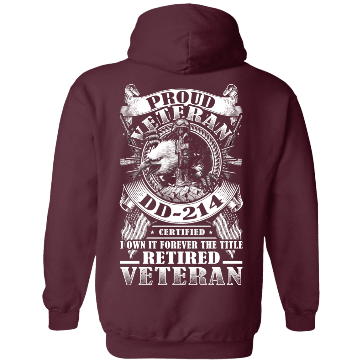 Military T-Shirt "Proud Veteran DD 214 with Title Retired Veteran Back"-TShirt-General-Veterans Nation