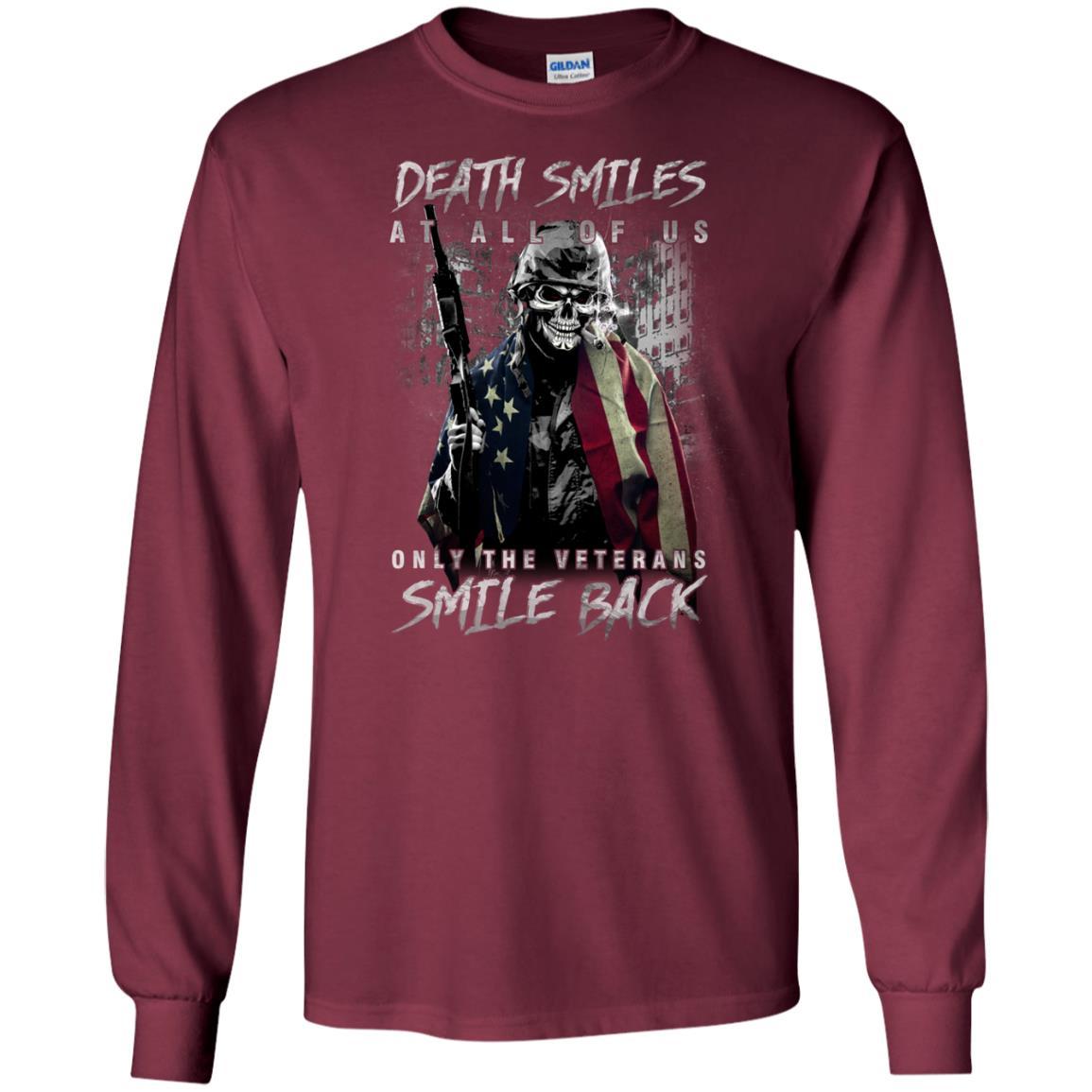 Military T-Shirt "Death Smiles At All Of Us - Only The Veterans Smile Back Men On" Front-TShirt-General-Veterans Nation