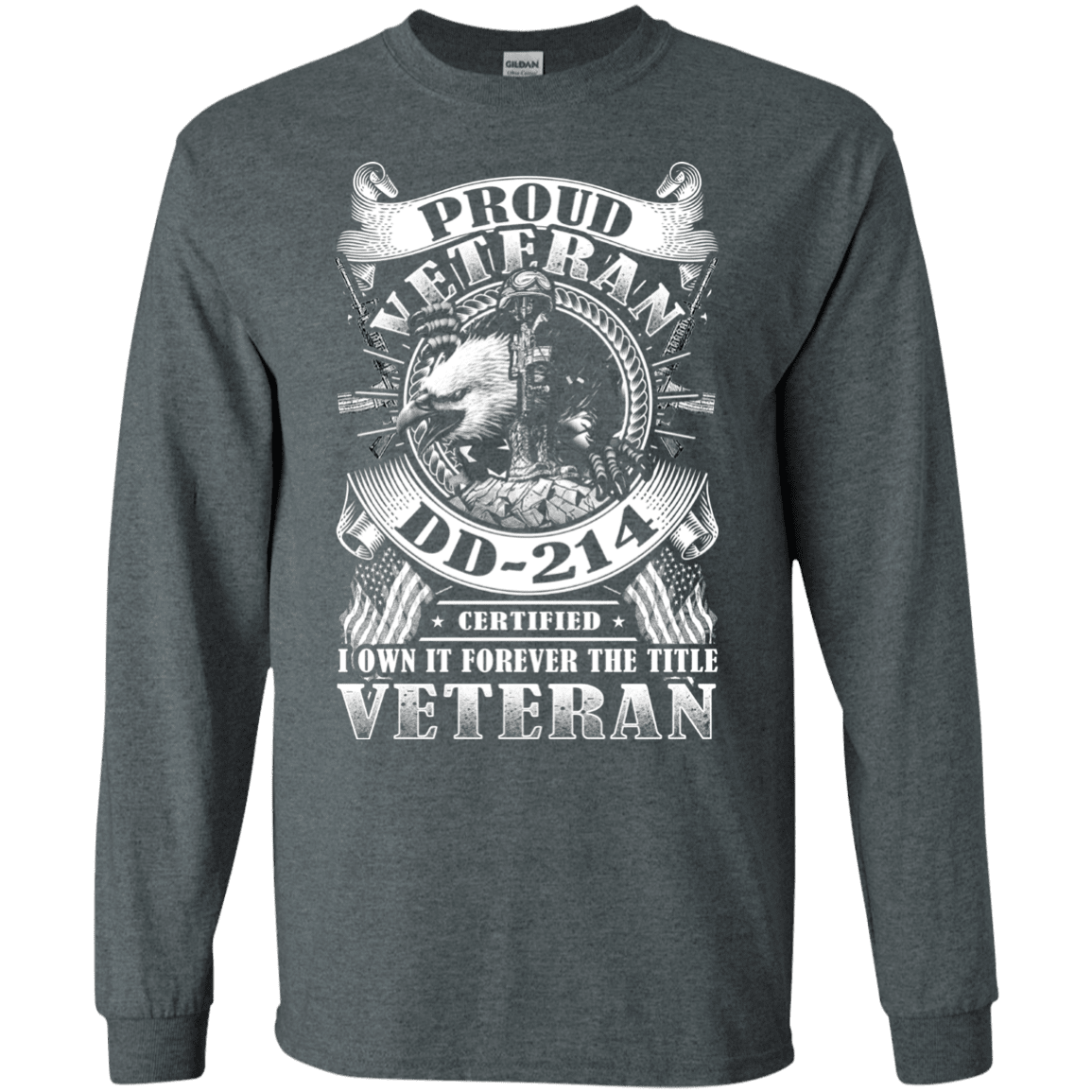 Military T-Shirt "Proud Veteran DD 214" Front-TShirt-General-Veterans Nation