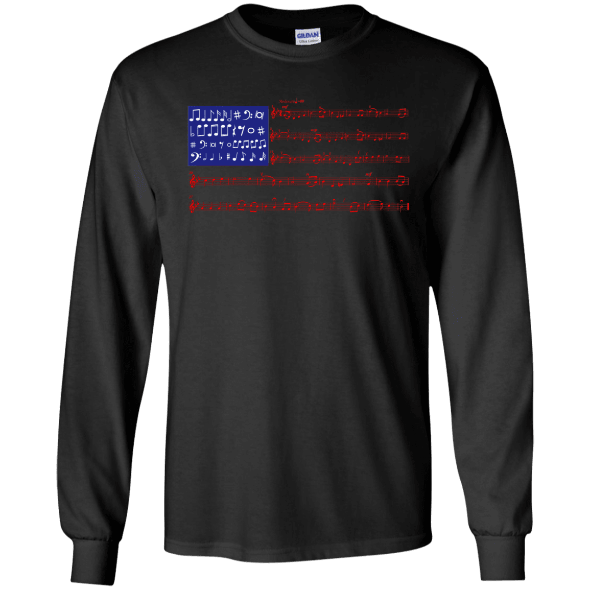 Military T-Shirt "4th Of July Gift Independence Music Note America Flag T-Shirt Men" Front-TShirt-General-Veterans Nation