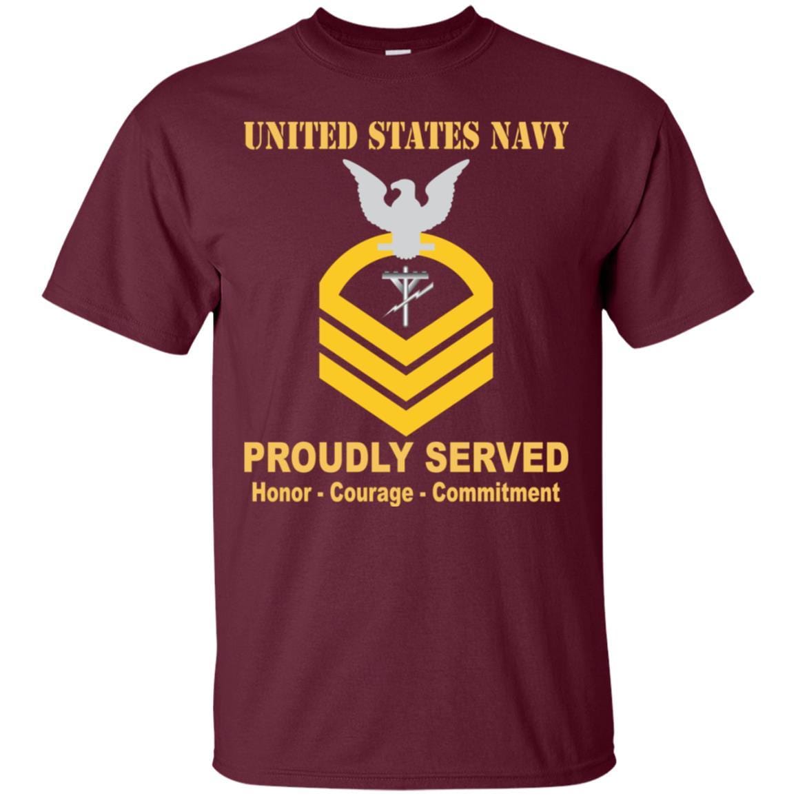 Navy Construction Electrician Navy CE E-7 Rating Badges Proudly Served T-Shirt For Men On Front-TShirt-Navy-Veterans Nation