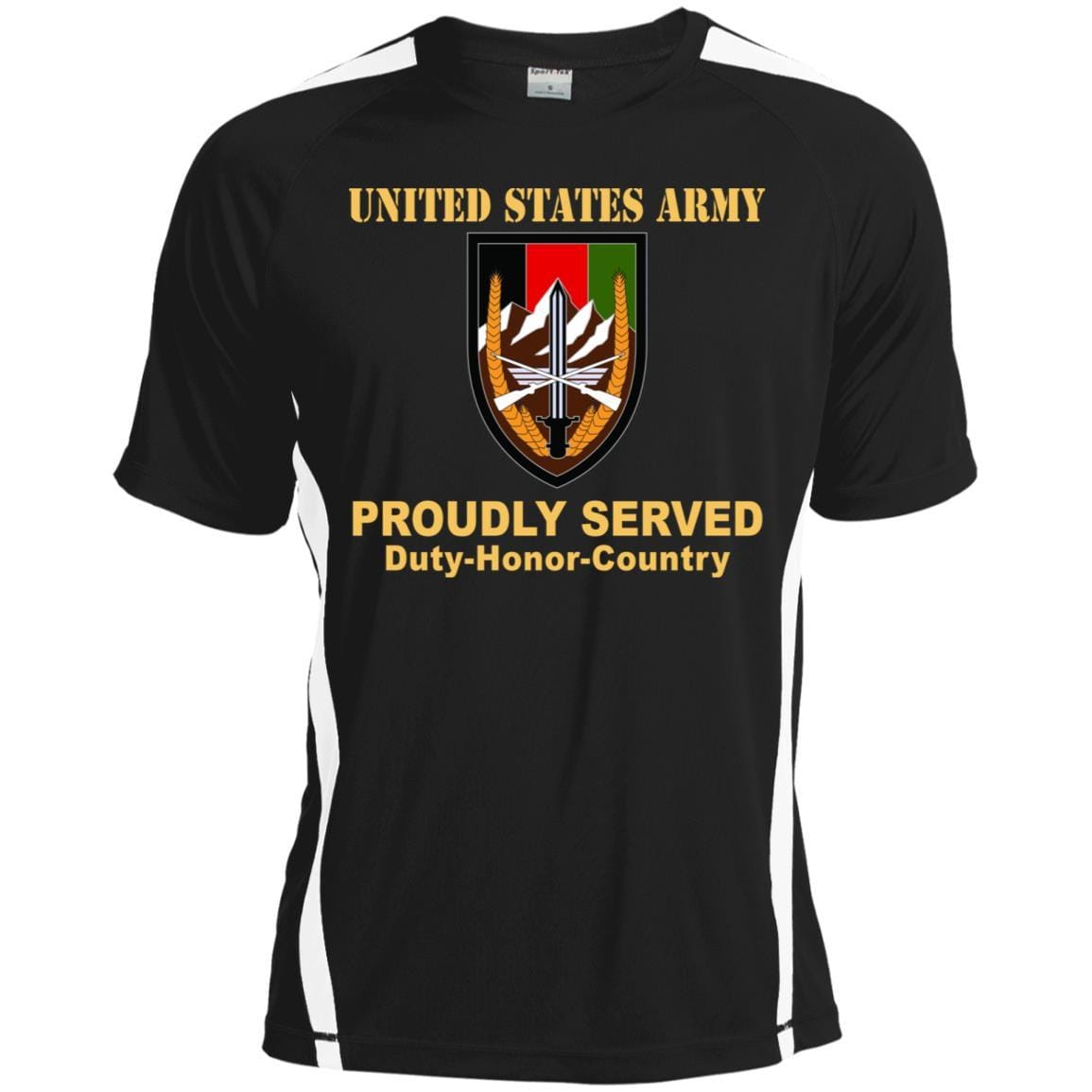 US ARMY CSIB ARMY ELEMENT, UNITED STATES FORCES-AFGHANISTAN- Proudly Served T-Shirt On Front For Men-TShirt-Army-Veterans Nation