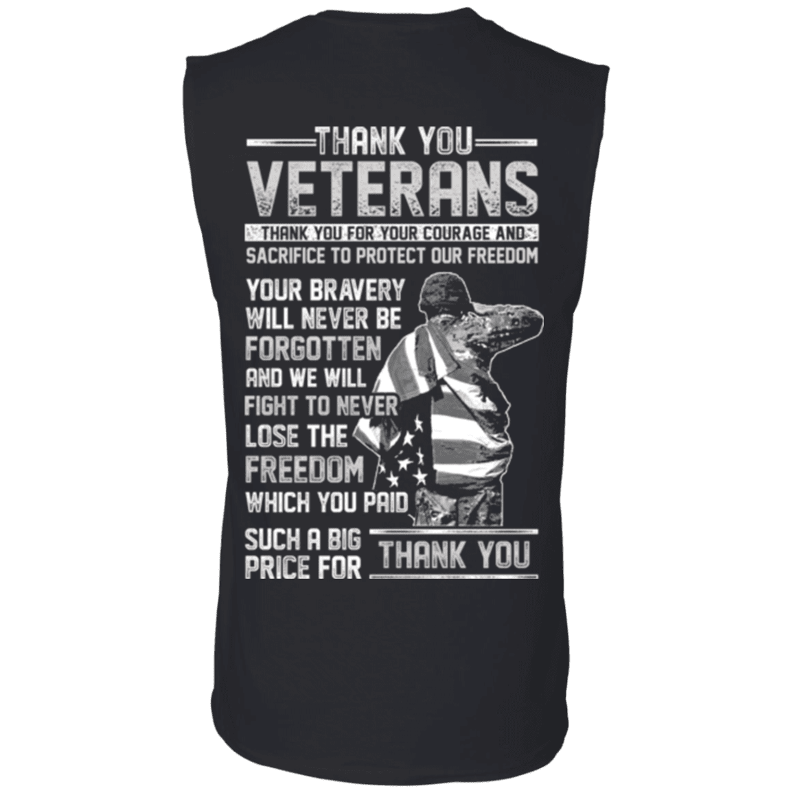 Military T-Shirt "Thank You Veterans" - Men Back-TShirt-General-Veterans Nation