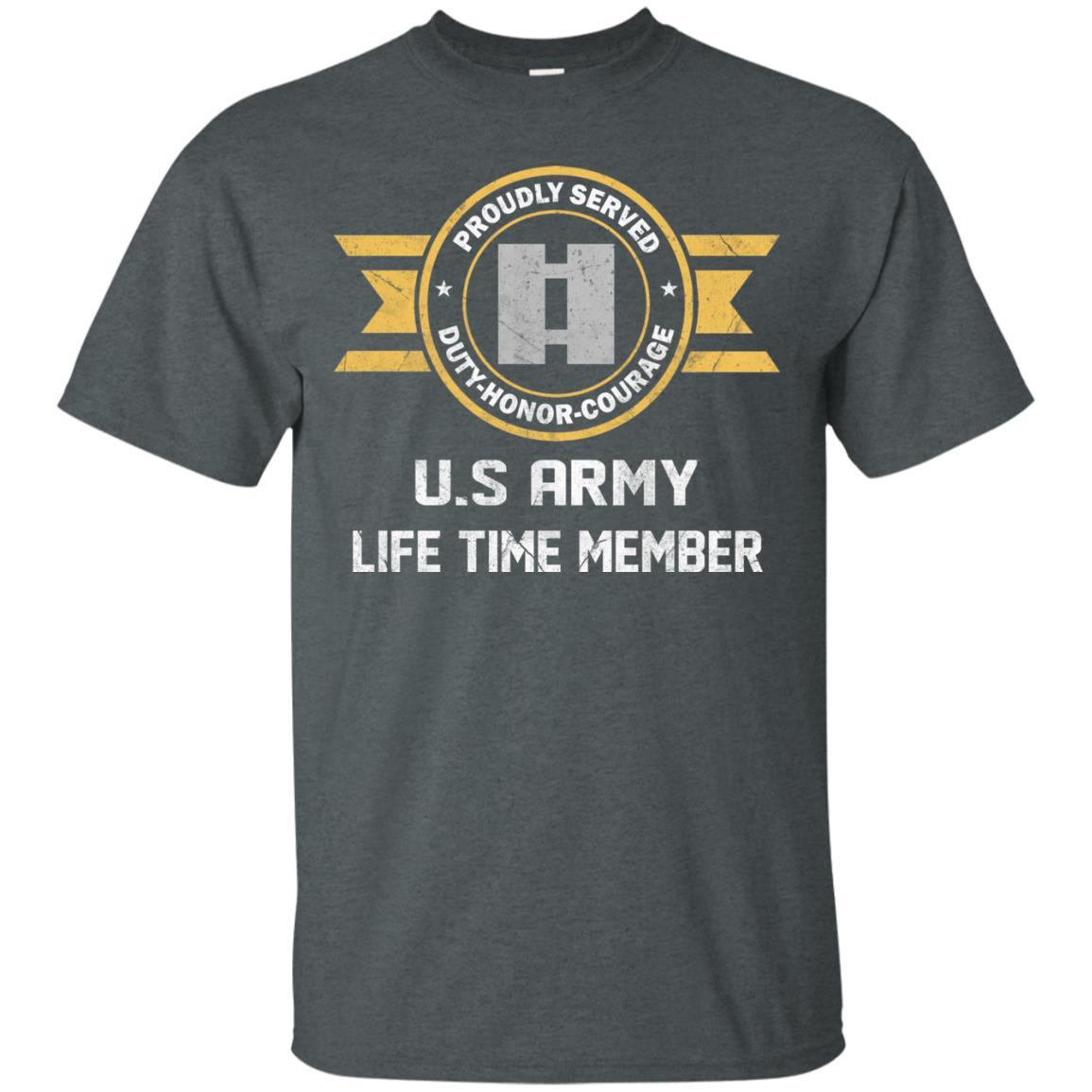 Life Time Member - US Army O-3 Captain O3 CPT Commissioned Officer Ranks Men T Shirt On Front-TShirt-Army-Veterans Nation