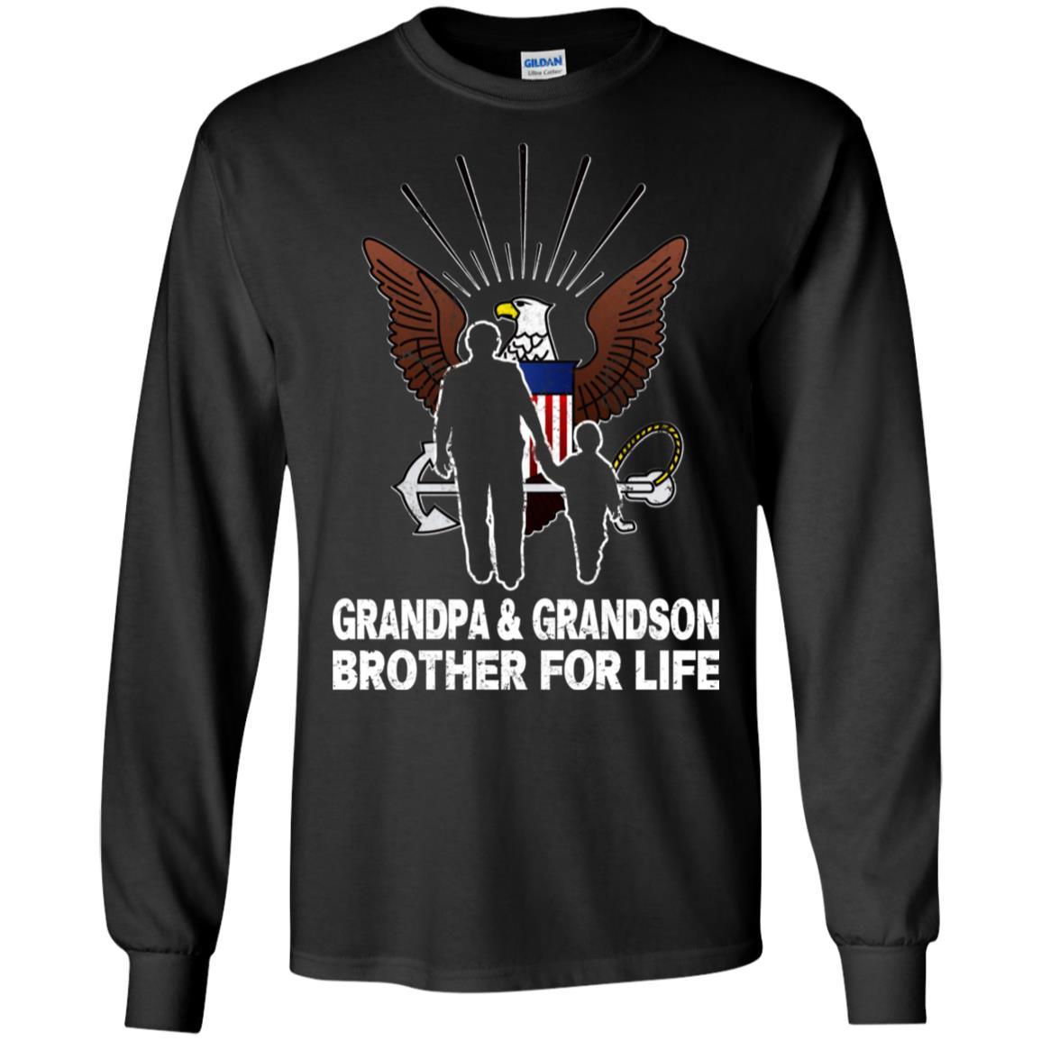 NAVY GRANDPA AND GRANDDAUGHTER ( GRANDSON ) BROTHER FOR LIFE T-Shirt On Front-TShirt-Navy-Veterans Nation
